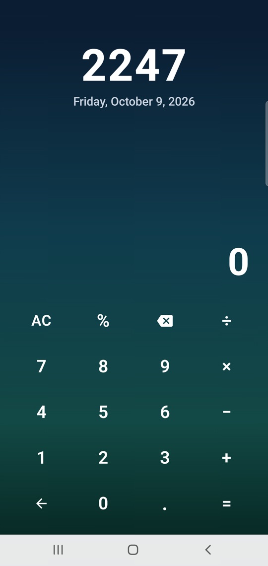 Built-in calculator opened from the keypad